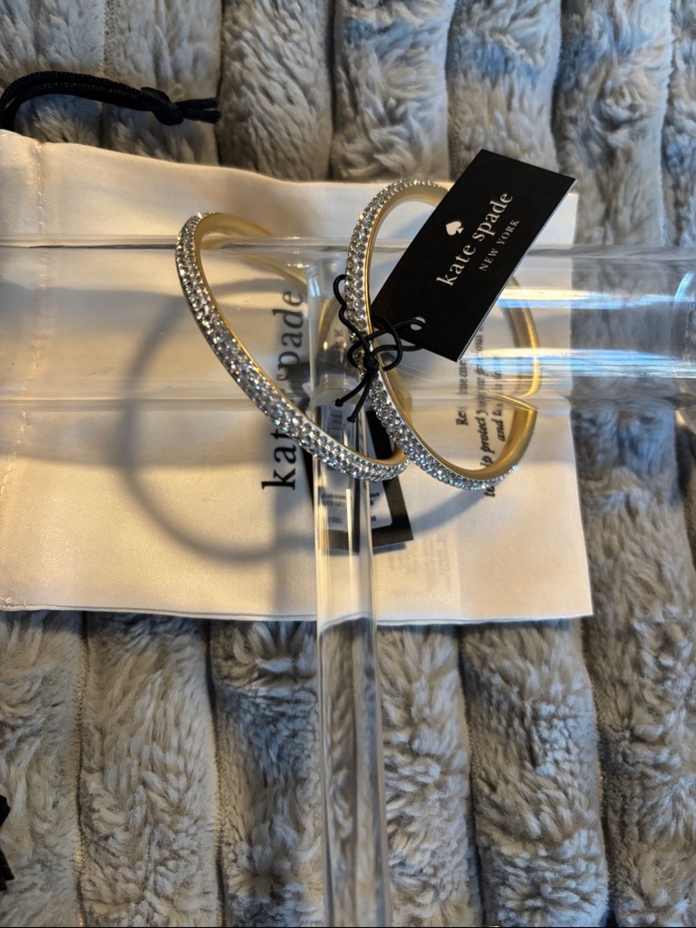 kate spade Gold bangles with Clear Crystal Pavé